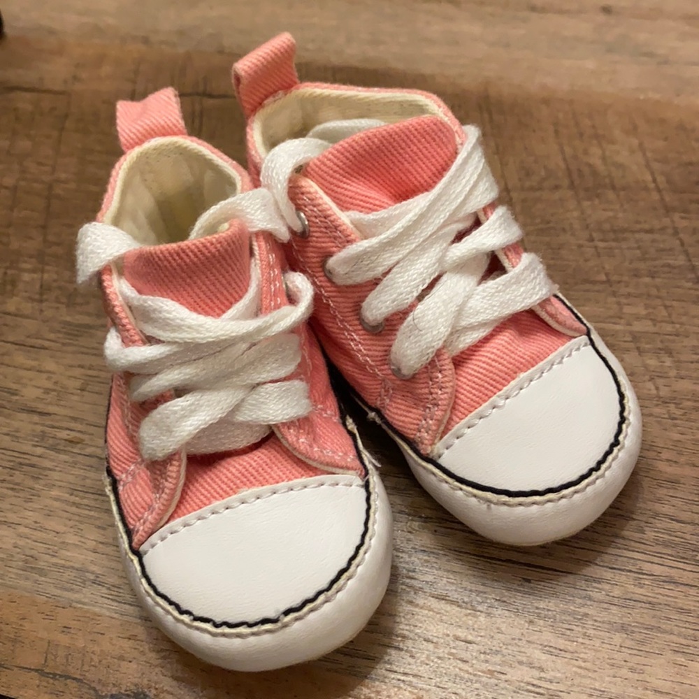 Pink converse crib shoes